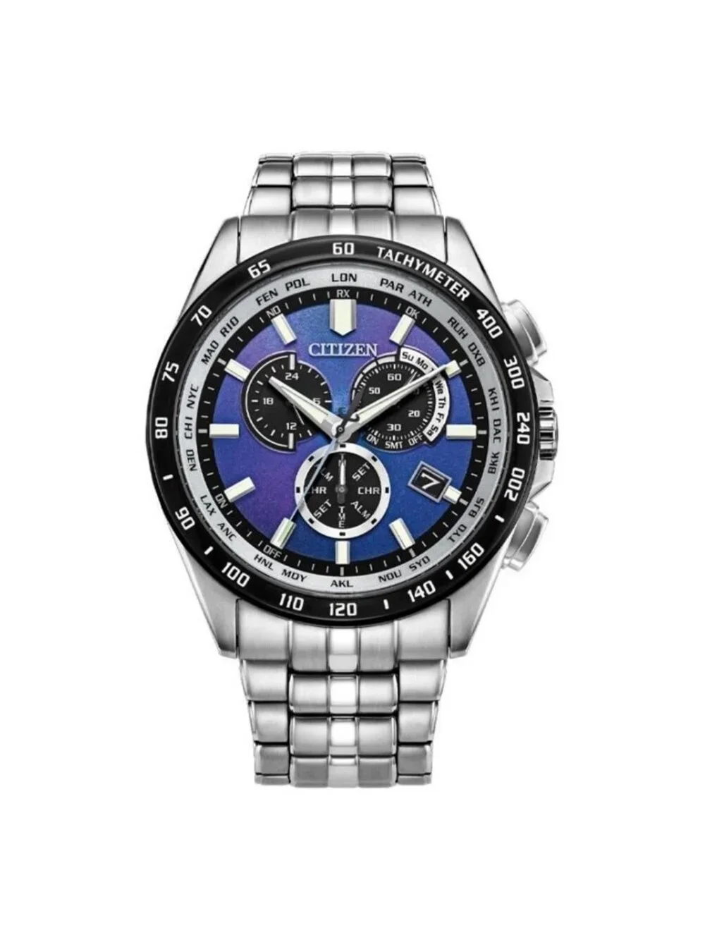 NWT Citizen PCAT Perpetual Alarm World Time Chronograph GMT Blue Dial Men's Watc